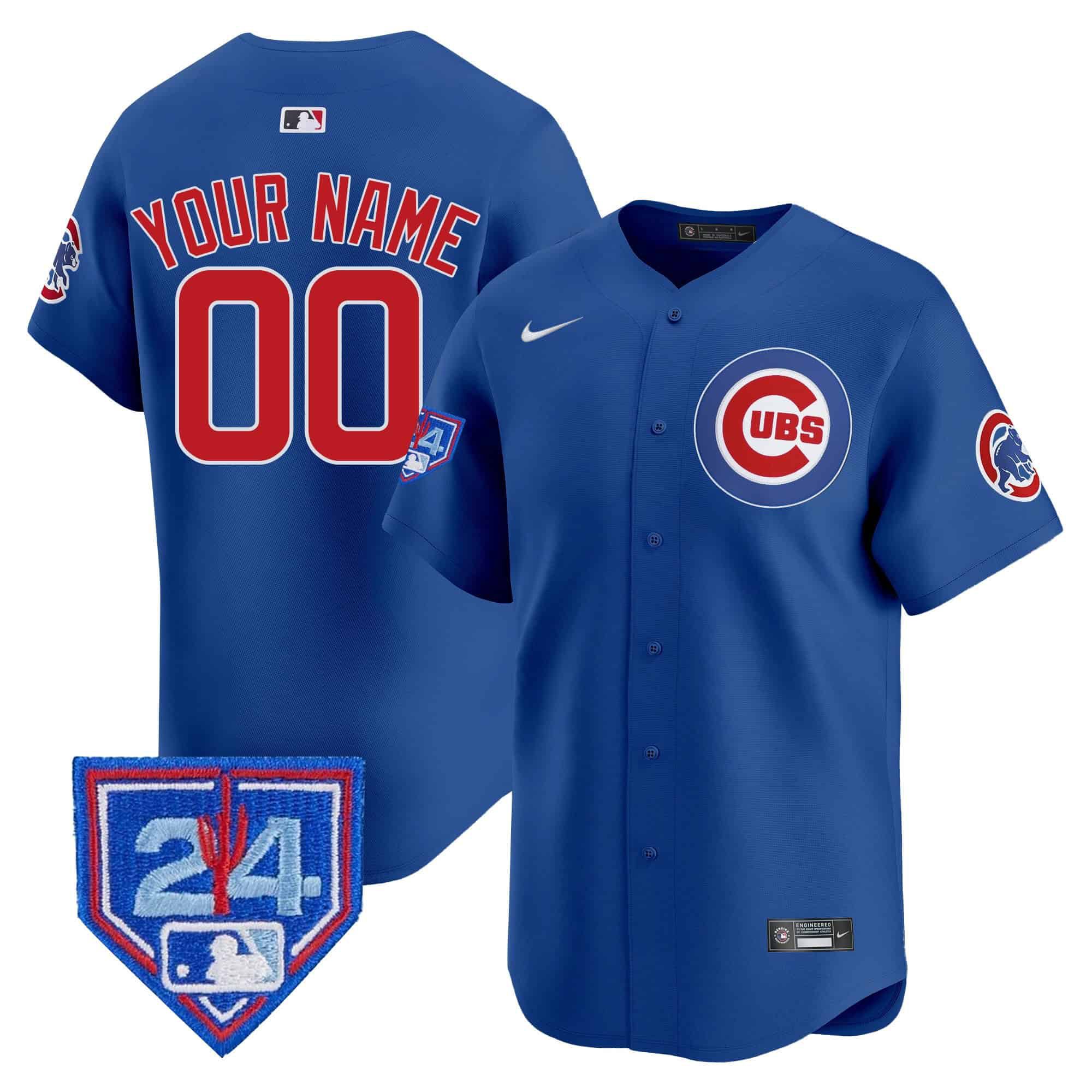 Men Chicago Cubs Blue Nike 2024 Spring Training Patch Vapor Premier Limited Custom MLB Jersey->customized mlb jersey->Custom Jersey